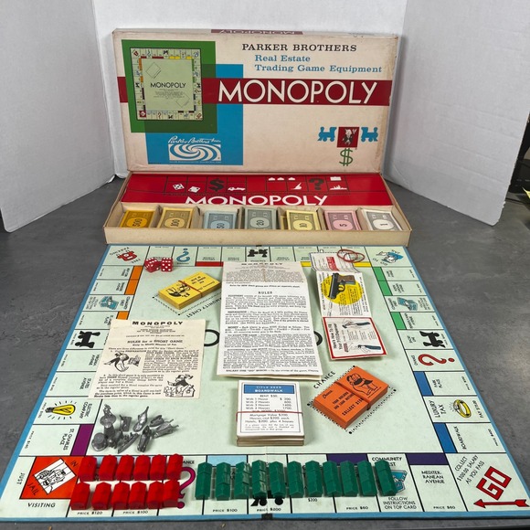 Other - 1961‎ Edition Monopoly Board Game Parker Brothers Real Estate Game MCM Complete!